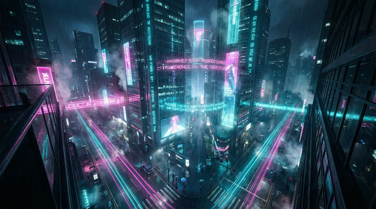 家翁的粗大 竖屏短剧平台首页背景 - 赛博朋克都市夜景